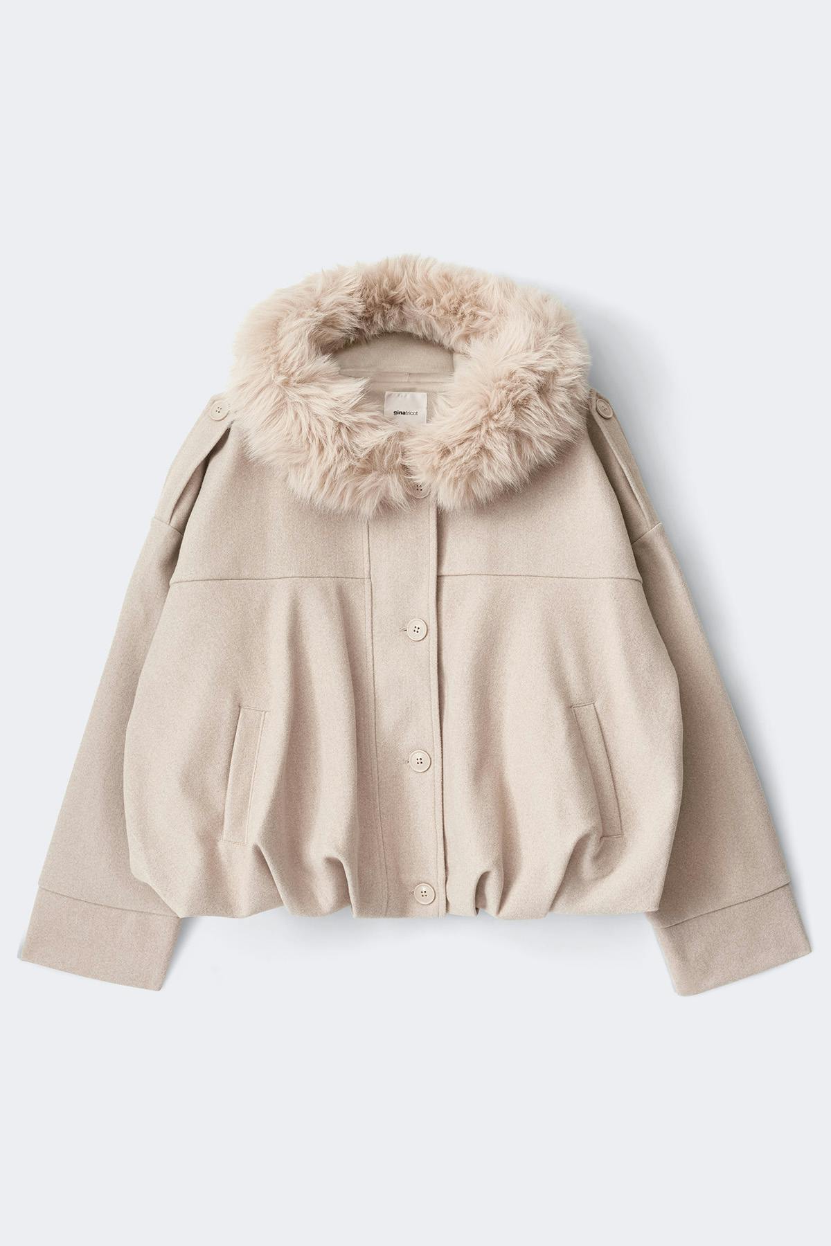 14+ fur hood jacket - Beige mel