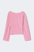 14+ fitted long sleeve top - Pink stripe