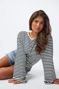 14+ fitted long sleeve top - Blue stripe