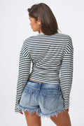 14+ fitted long sleeve top - Blue stripe