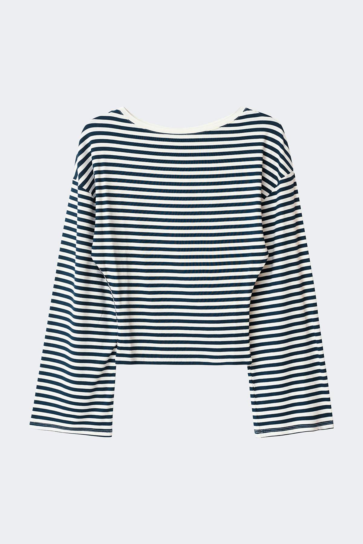 14+ fitted long sleeve top - Blue stripe
