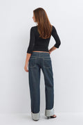 Waist flip wide jeans - Kaki