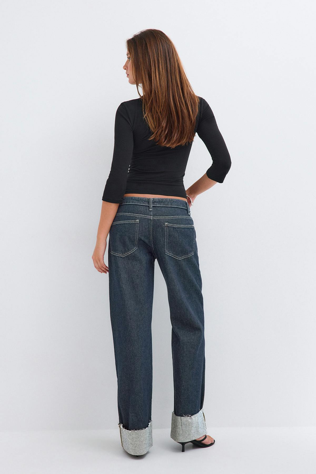 Waist flip wide jeans - Kaki