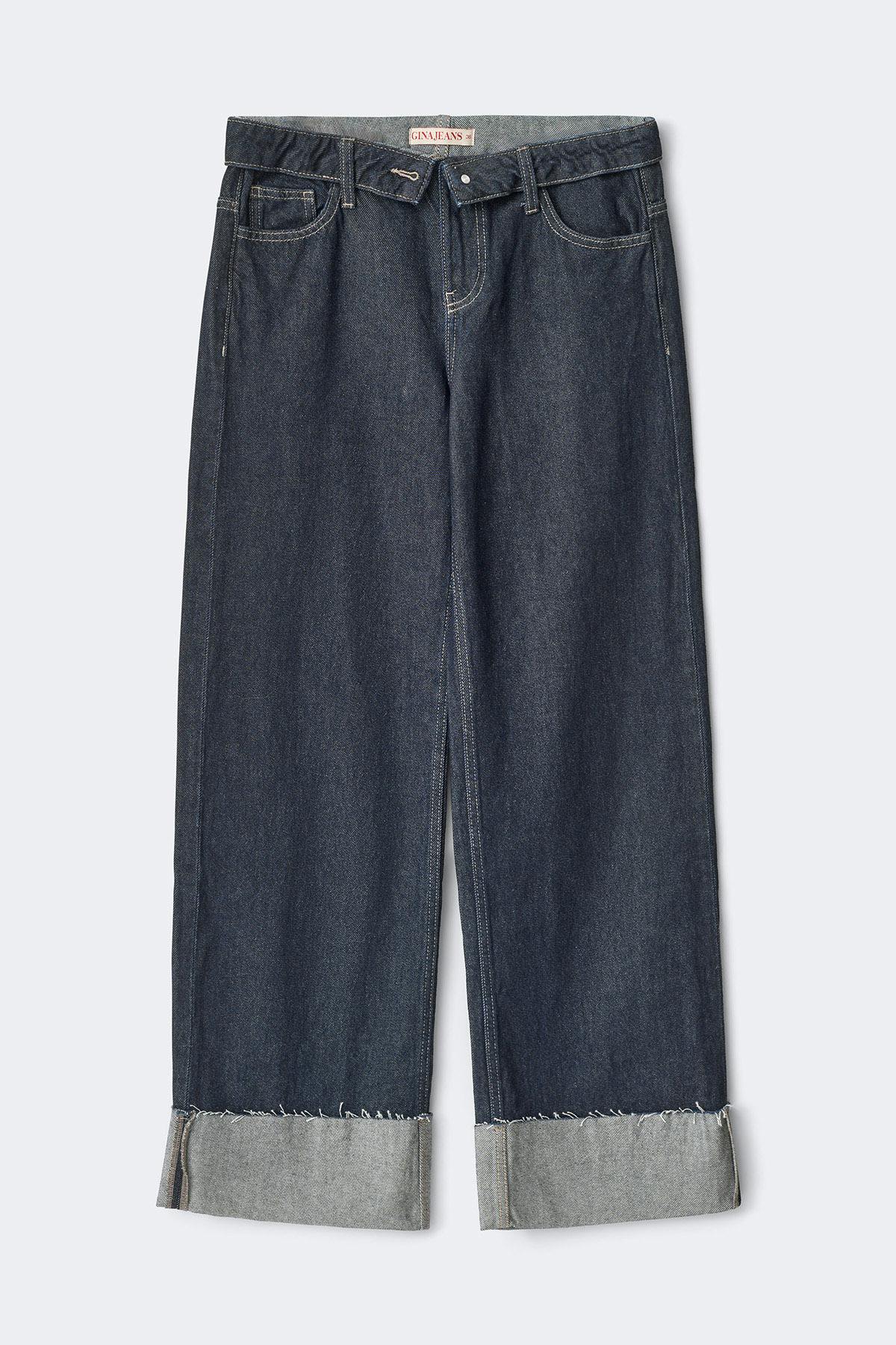 Waist flip wide jeans - Kaki