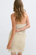Open back halterneck top - Beige clair