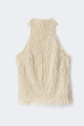 Open back halterneck top - Beige clair