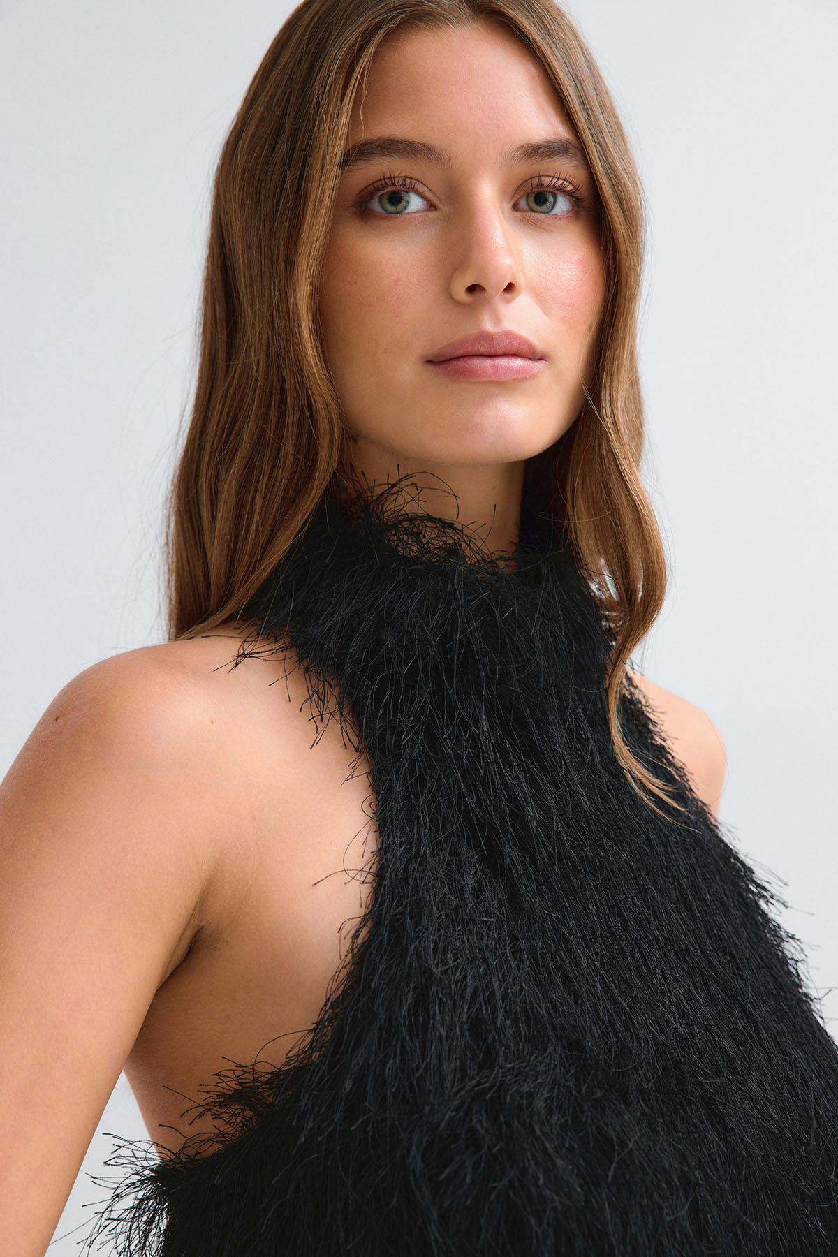 Open back halterneck top - Noir