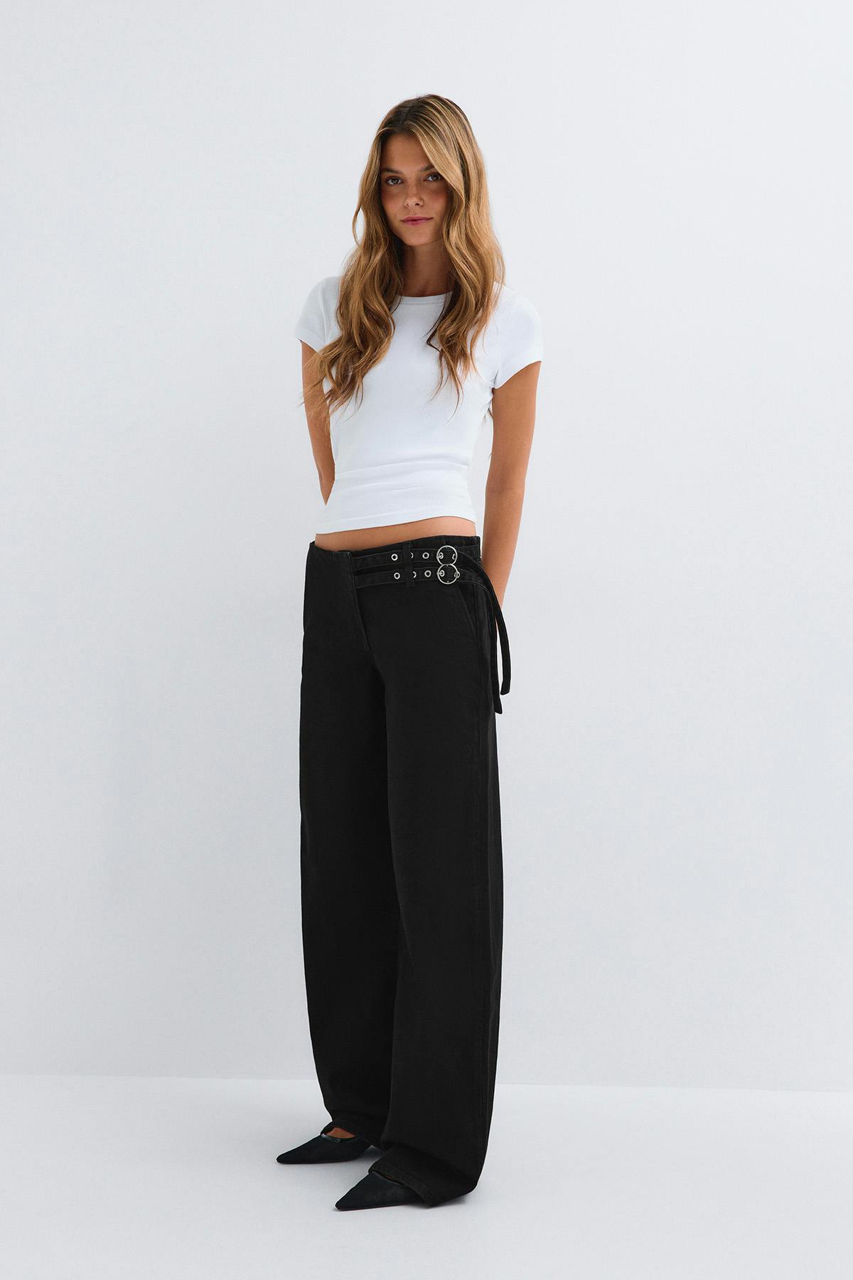 Booty belted jeans - Blanc cassé