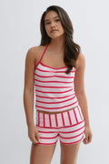 Y halterneck singlet - Pink stripe