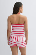 Y halterneck singlet - Pink stripe
