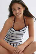 Y halterneck singlet - Blue stripe