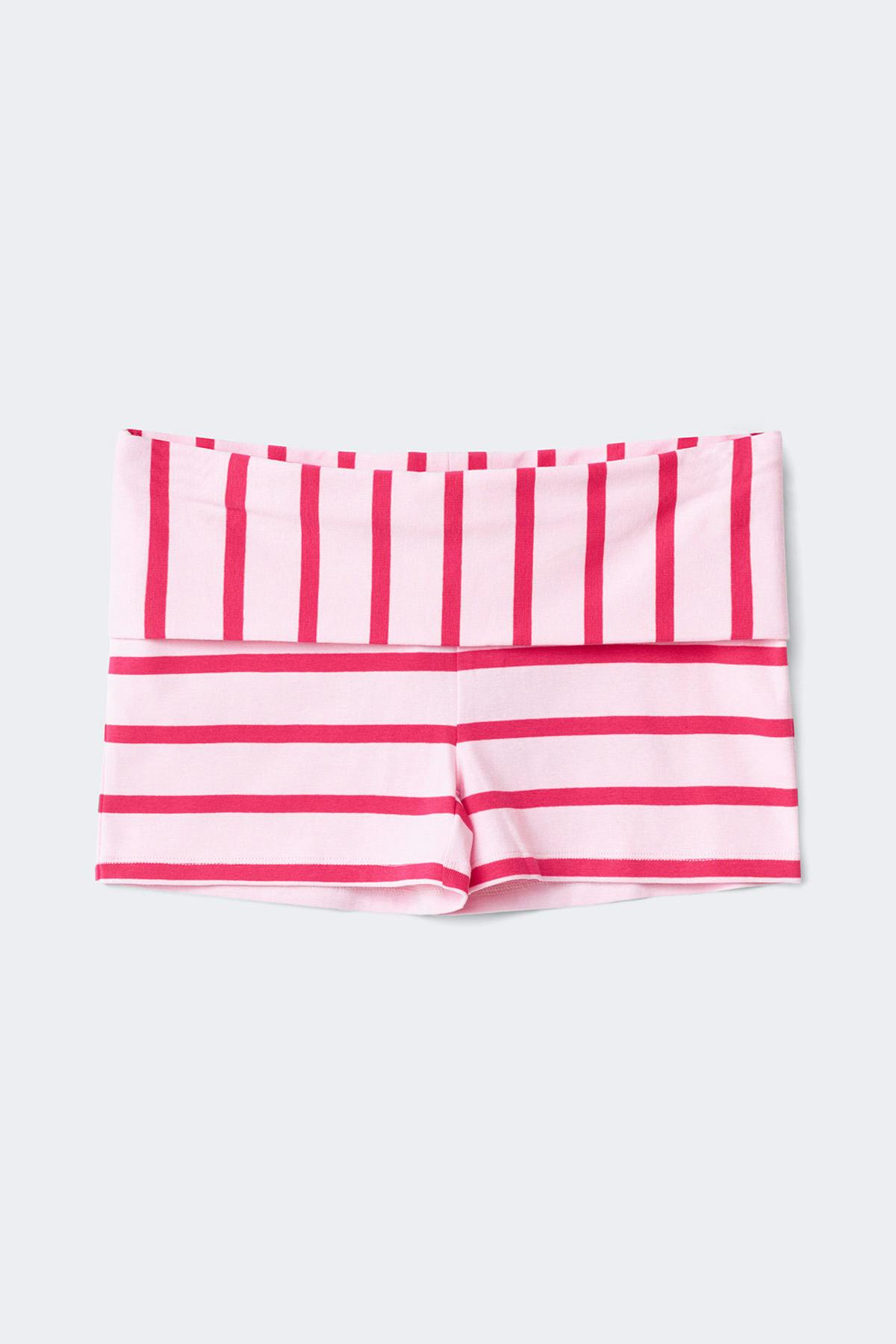 Y low folded shorts - Pink stripe