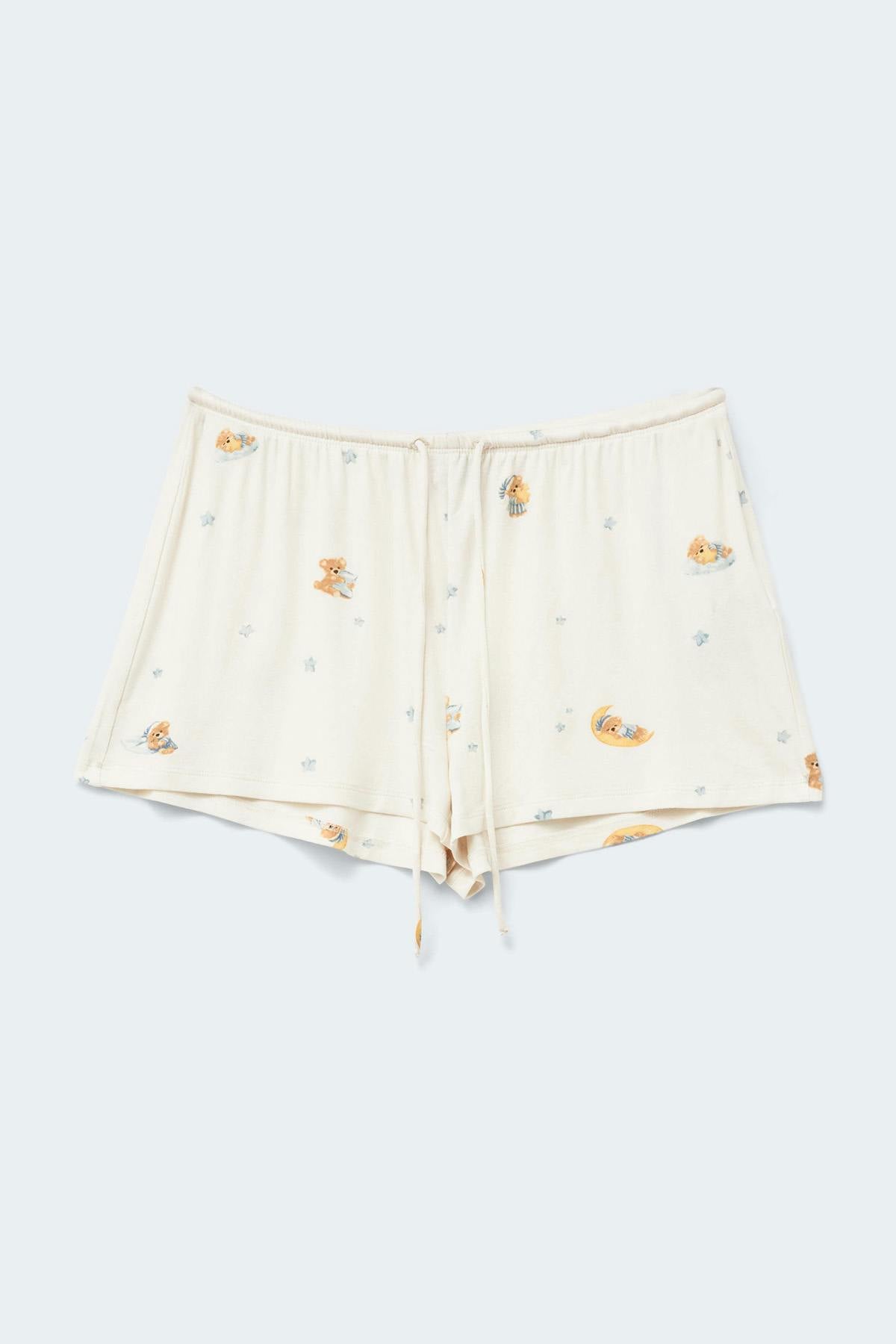 Soft pyjamas drawstring shorts - Sleepy teddy bear