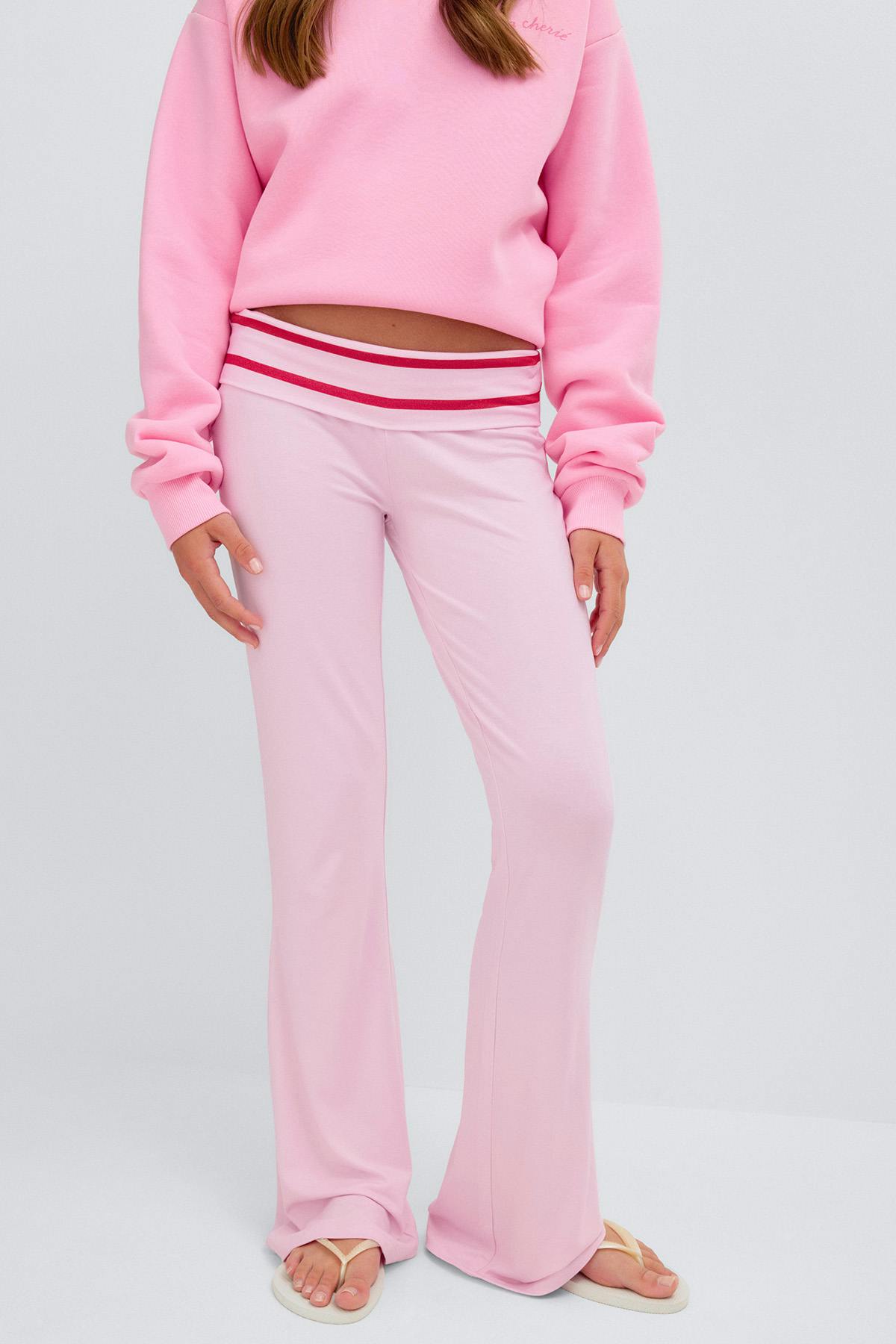 Y low waist yoga leggings - Pink stripe