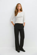 Quarter sleeve boatneck top - Italian straw