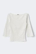 Quarter sleeve boatneck top - Italian straw
