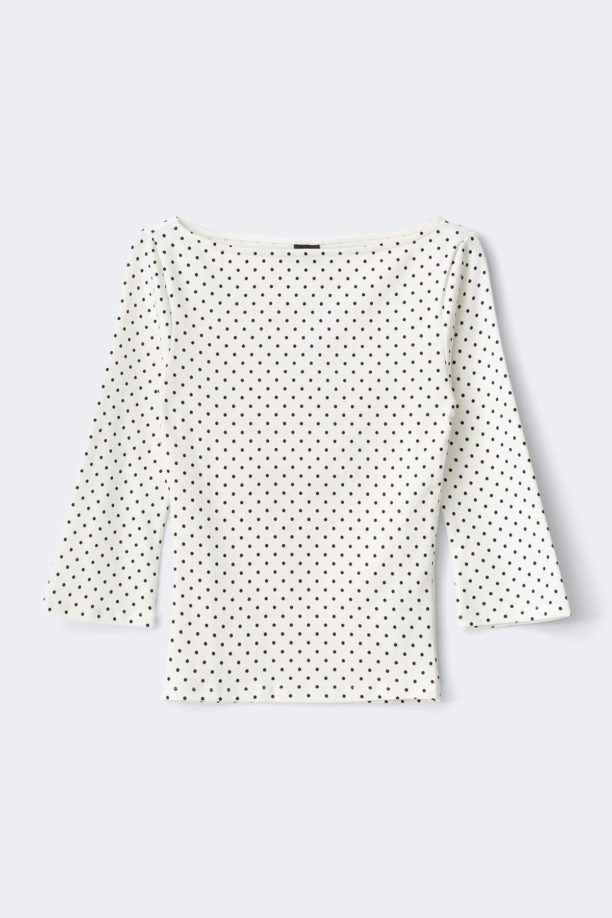 Quarter sleeve boatneck top - Italian straw