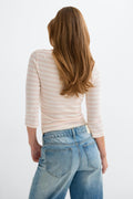 Quarter sleeve boatneck top - Heat flower aop