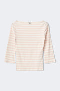 Quarter sleeve boatneck top - Black stripe
