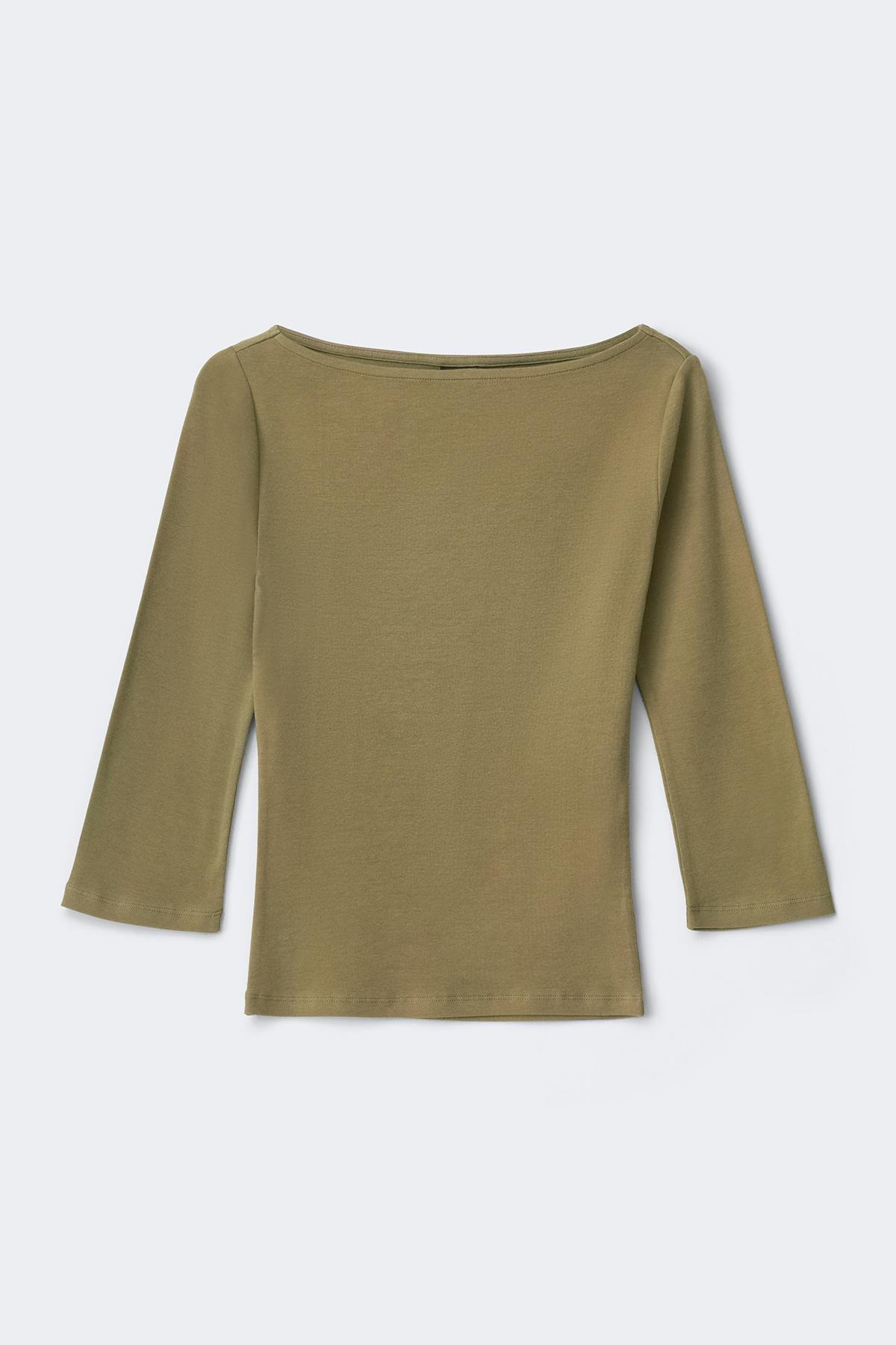 Quarter sleeve boatneck top - Navy/stripe