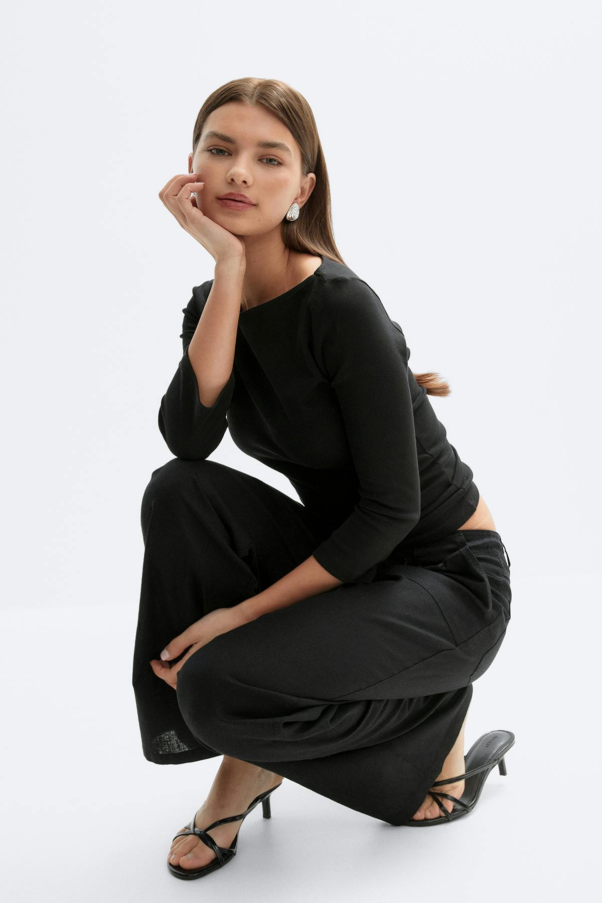 Quarter sleeve boatneck top - Blanc cassé