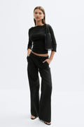 Quarter sleeve boatneck top - Noir