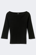 Quarter sleeve boatneck top - Noir