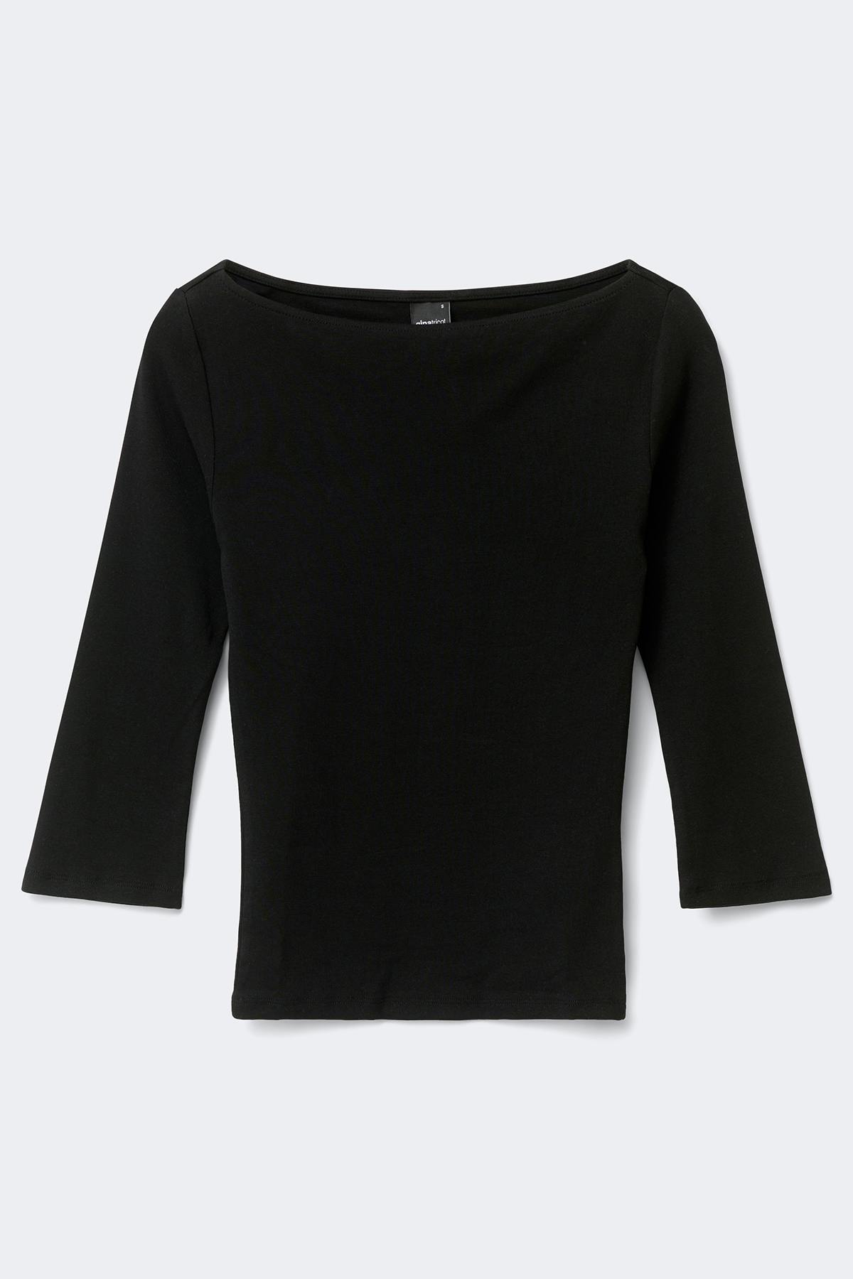 Quarter sleeve boatneck top - Noir