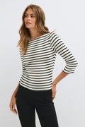 Quarter sleeve boatneck top - Italian straw