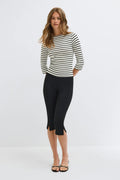Quarter sleeve boatneck top - Italian straw