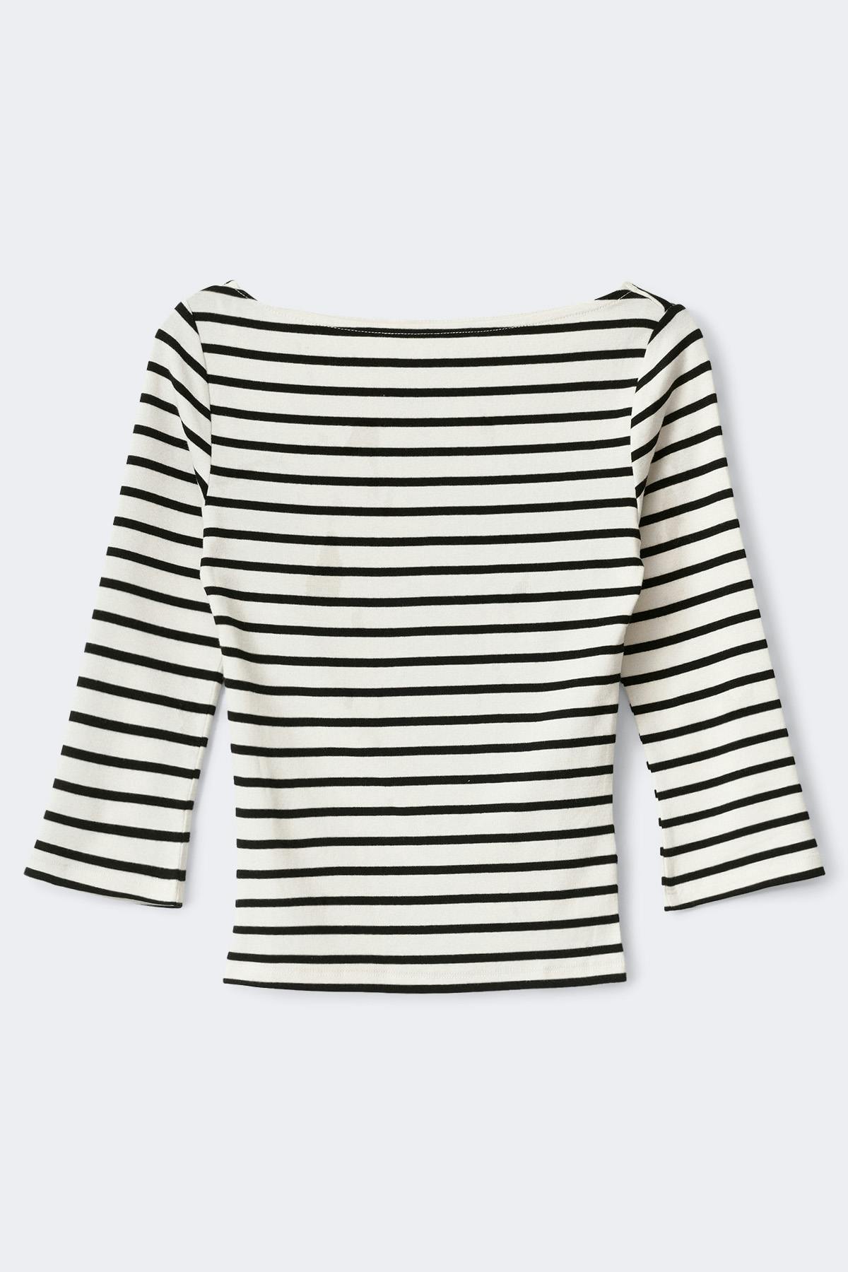 Quarter sleeve boatneck top - Heat flower aop
