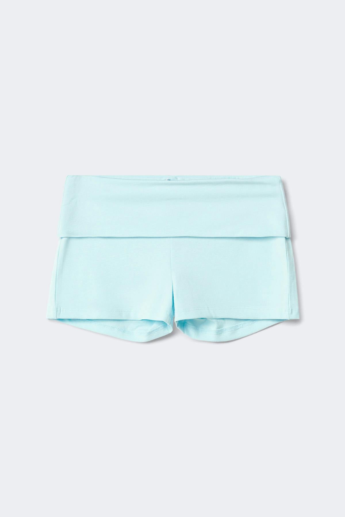 Y folded waist shorts - Ice blue