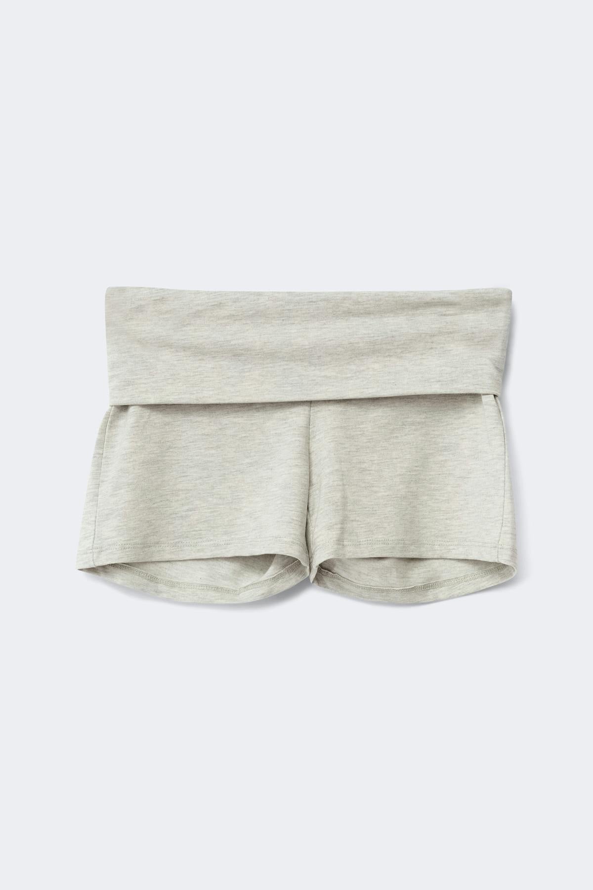 Y folded waist shorts - Lt grey melange
