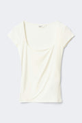 Slim fit short sleeve top - Blanc cassé