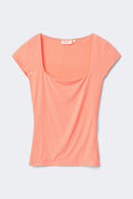 Slim fit short sleeve top - Corail