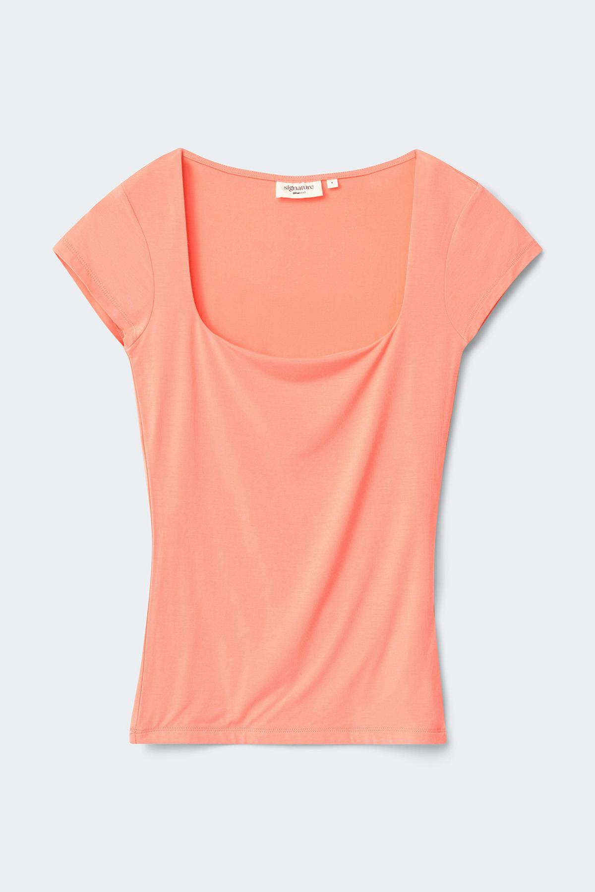 Slim fit short sleeve top - Corail