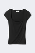 Slim fit short sleeve top - Blanc cassé