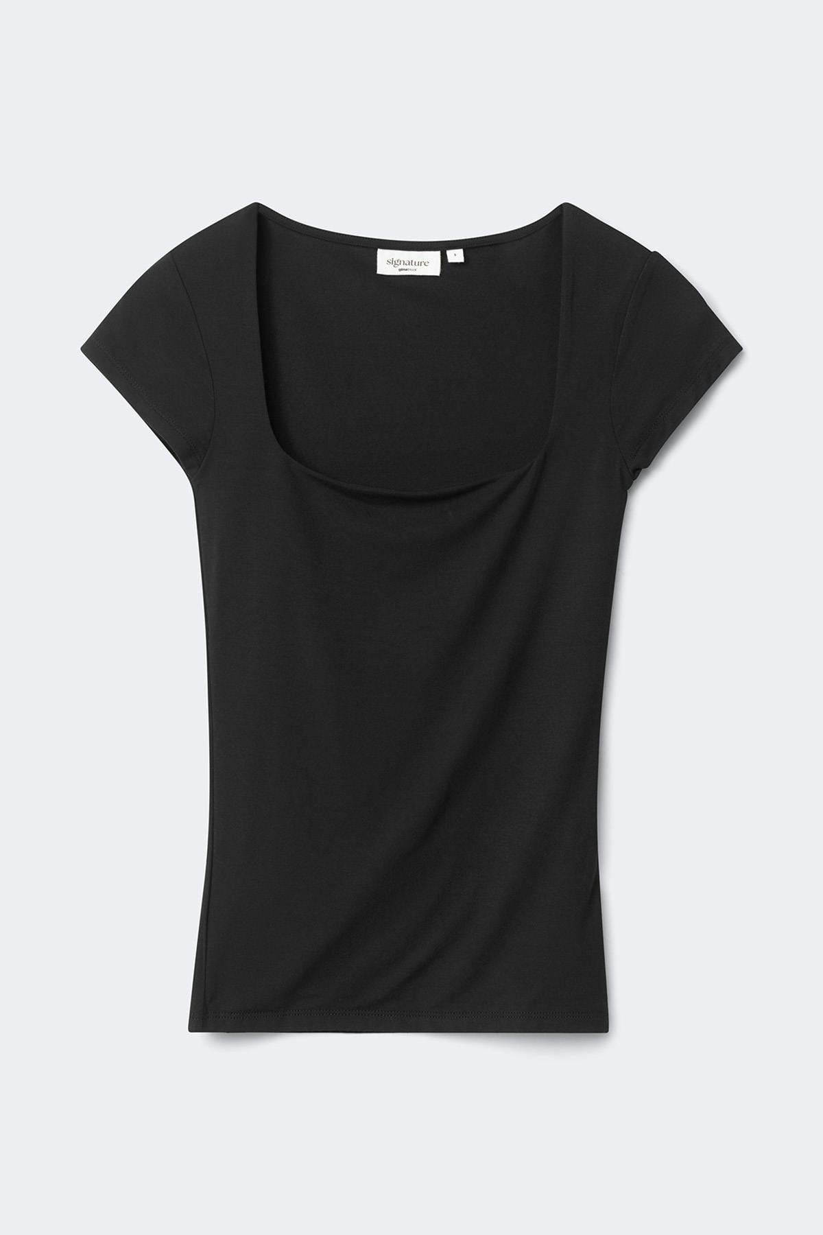 Slim fit short sleeve top - Blanc cassé