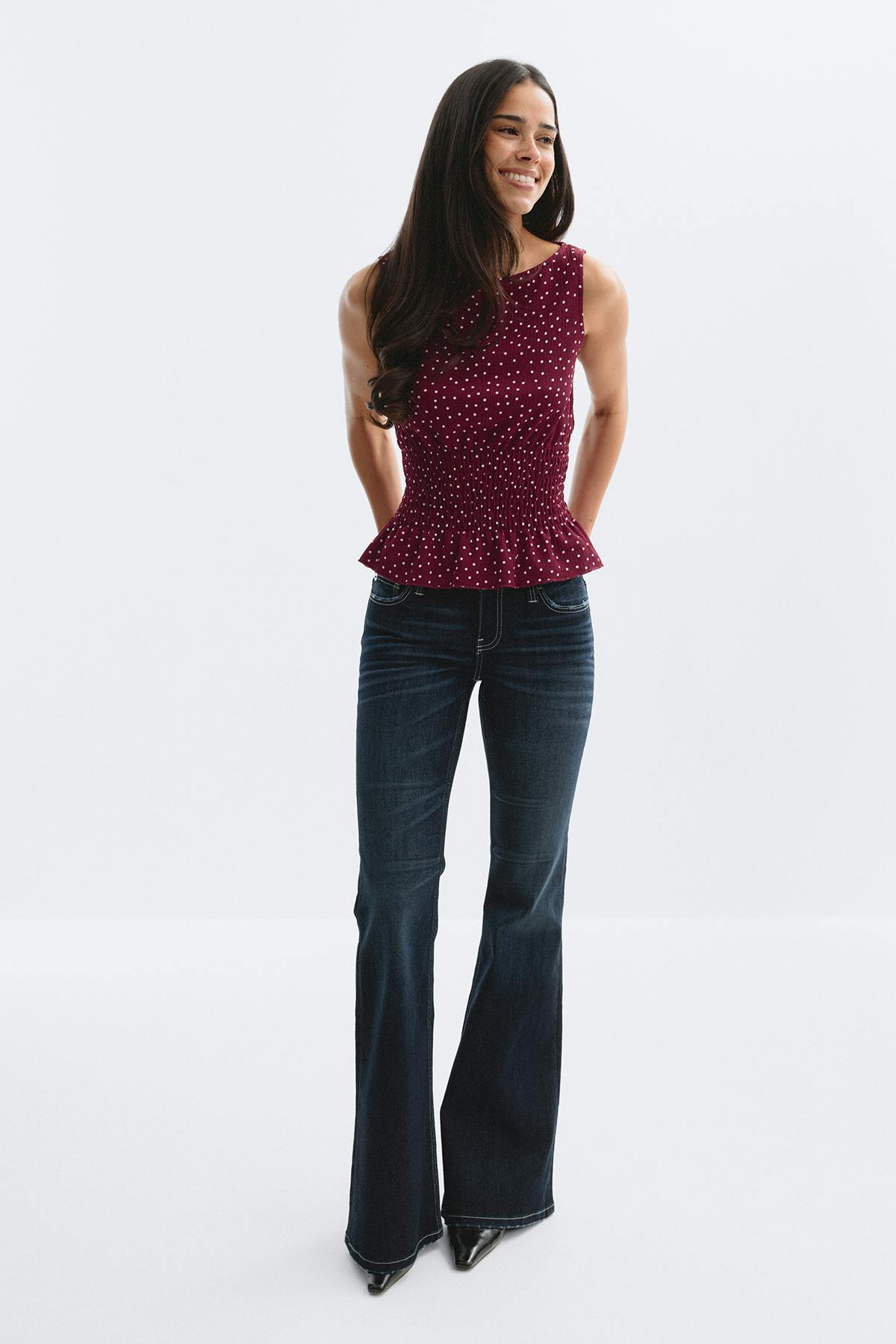 Smock top - Brown dot aop