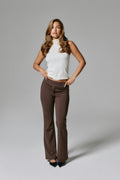 Mid waist flare trousers - Brown pinstripe