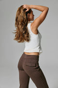 Mid waist flare trousers - Brown pinstripe