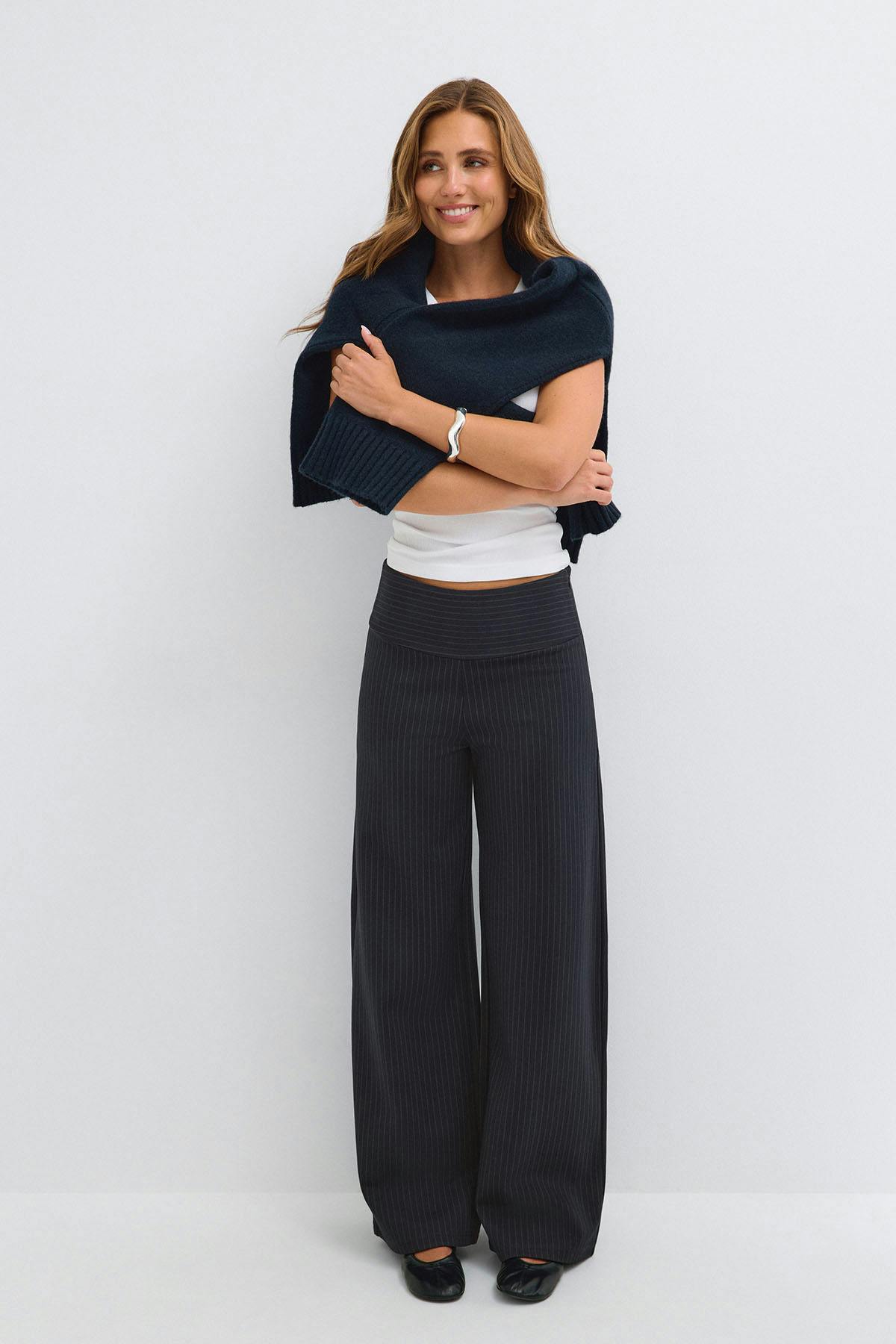 Mid waist wide trousers - Marron foncé