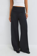 Mid waist wide trousers - Marron foncé