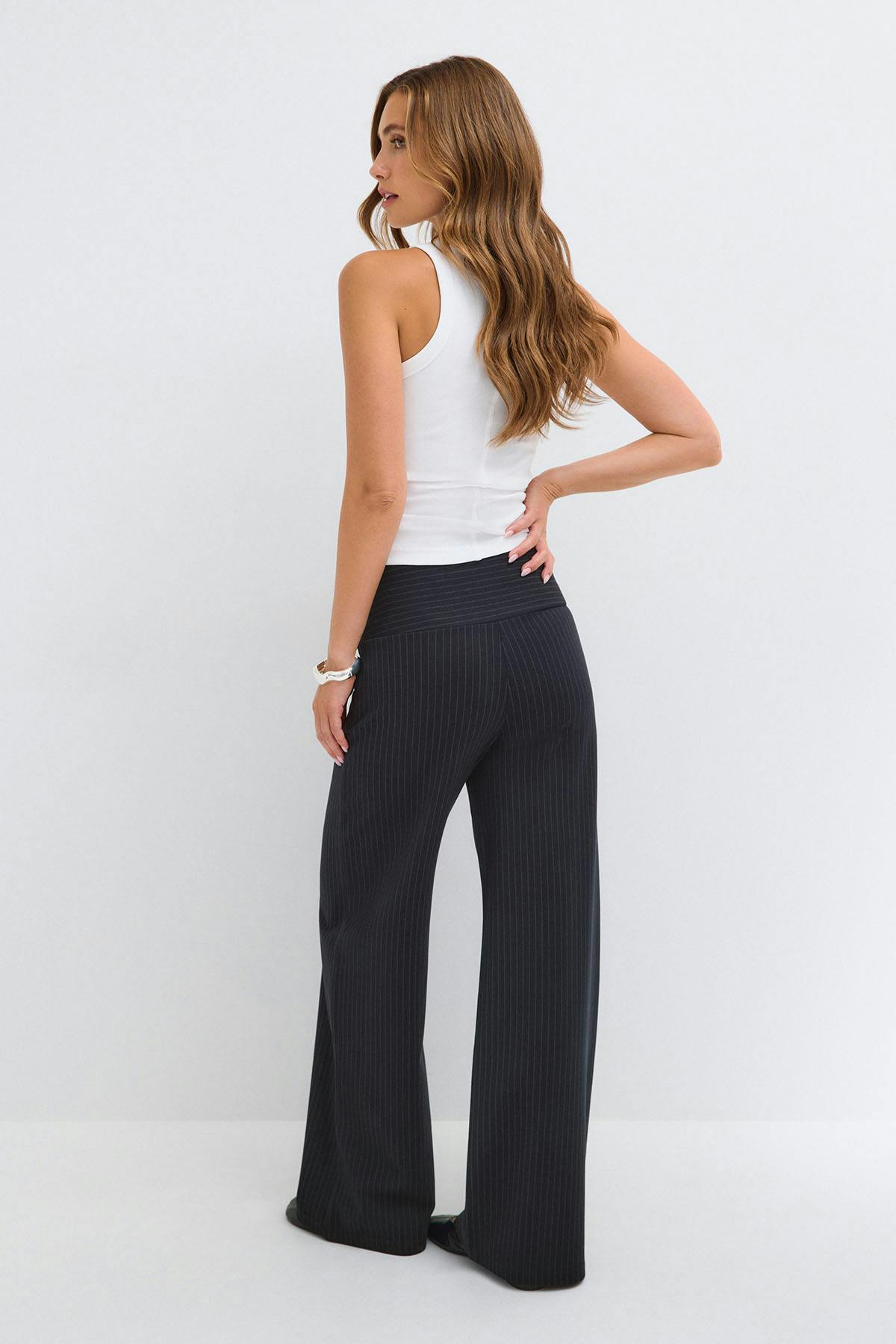 Mid waist wide trousers - Marron foncé