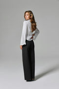 Mid waist wide trousers - Navy pinstripe