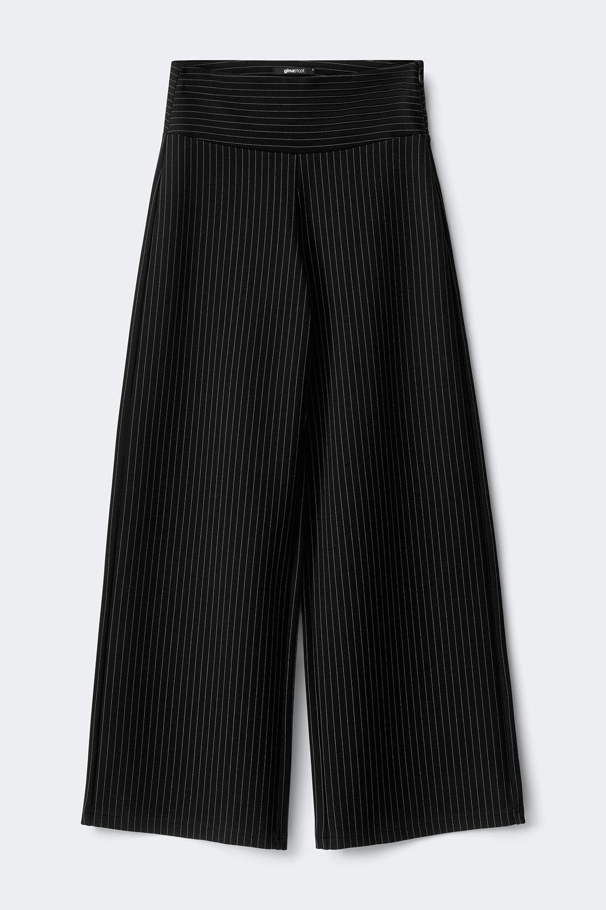 Mid waist wide trousers - Navy pinstripe