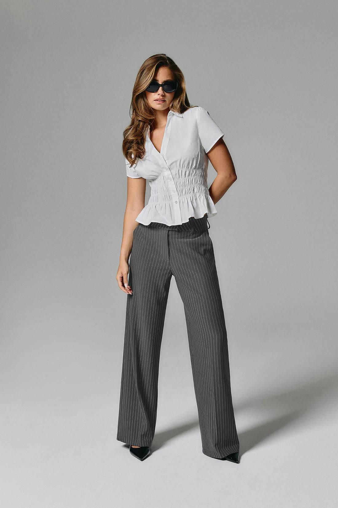 High waist suit trousers - Warm silver