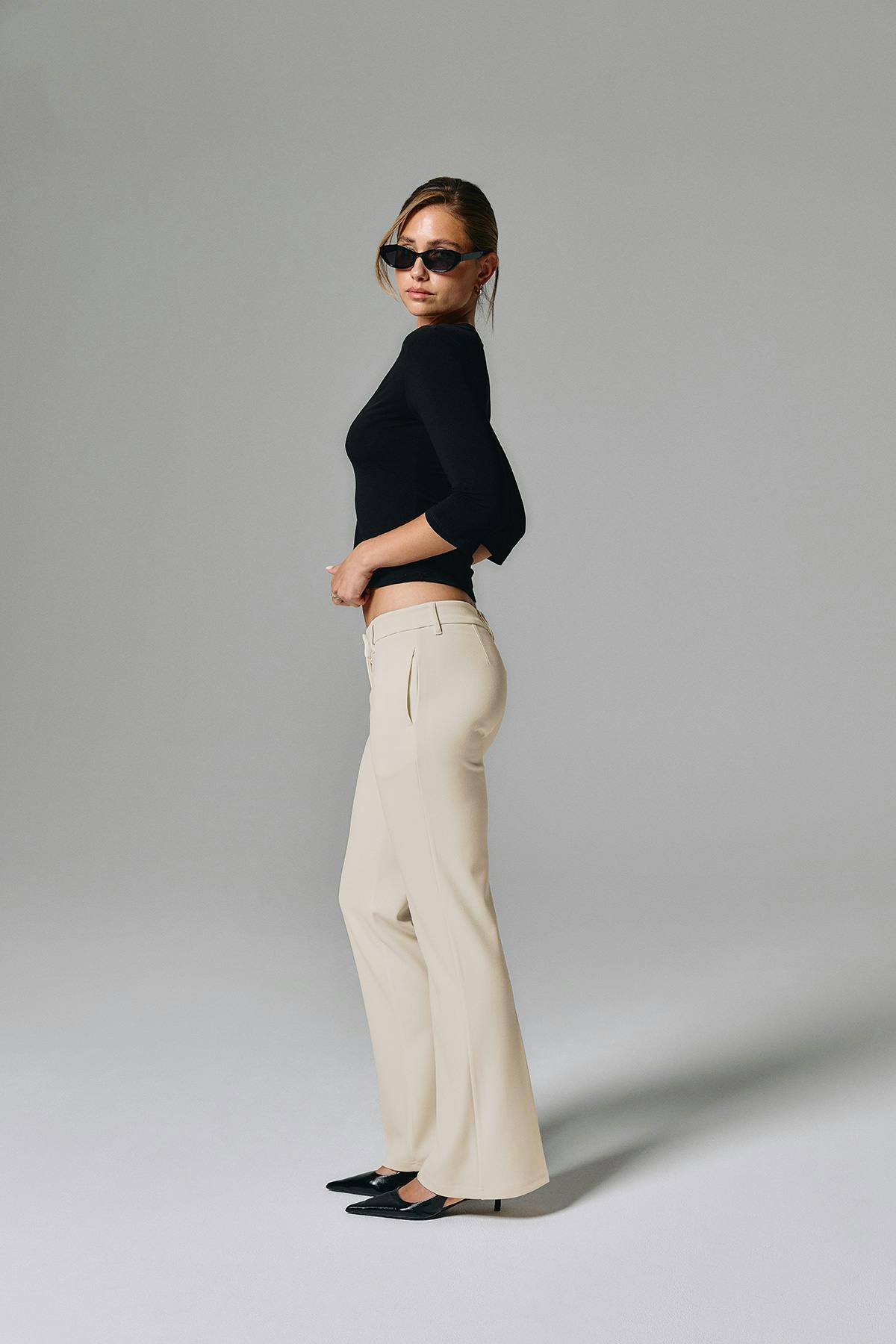 Low waist straight trousers - Noir