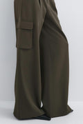 Pleated cargo trousers - Vert foncé