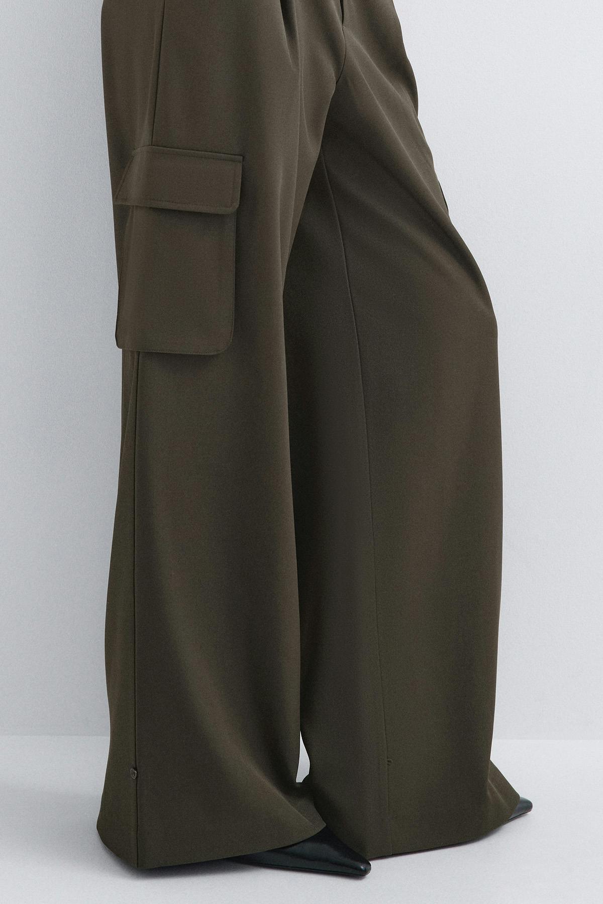 Pleated cargo trousers - Vert foncé